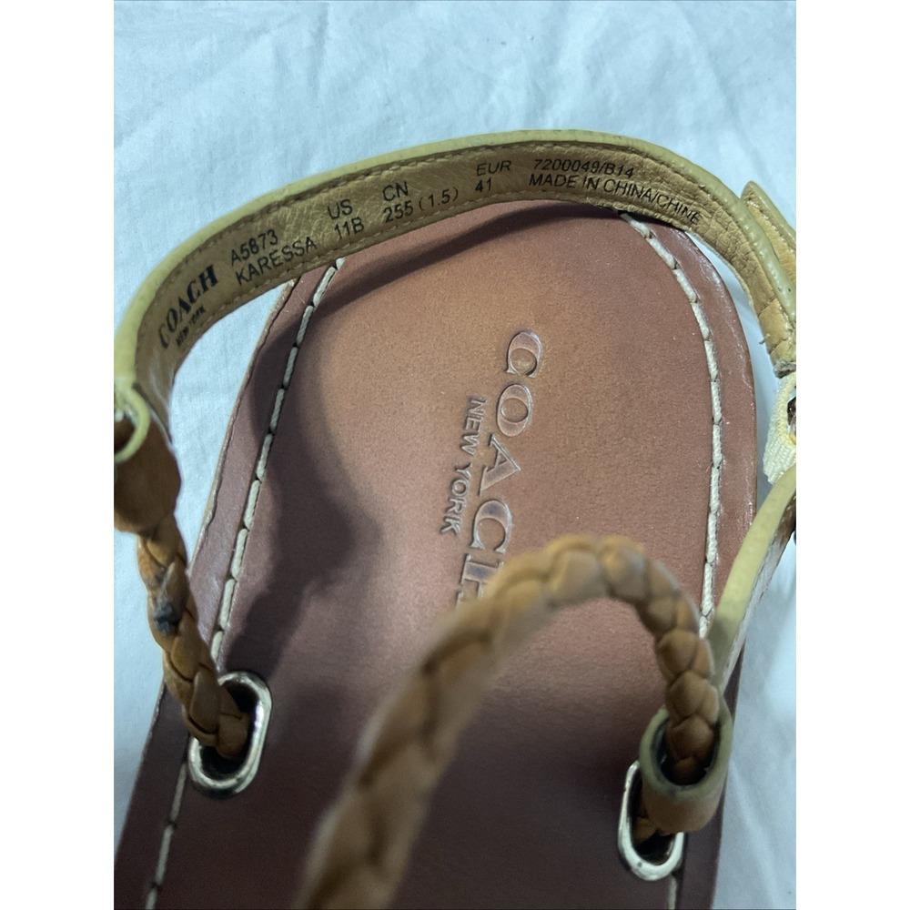 Coach Karessa Lobster brown Vegetable Leather Thong Slingback Sandal Sz11B - Picture 3 of 5